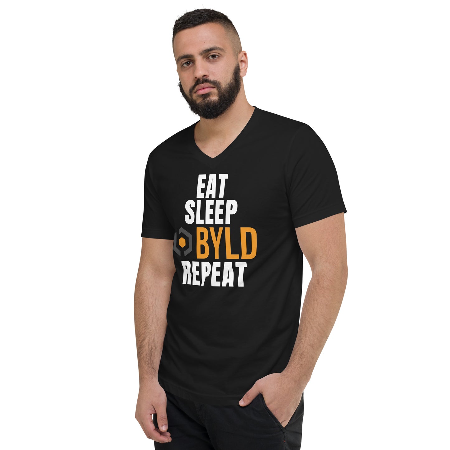 Eat Sleep BYLD Unisex Short Sleeve V-Neck T-Shirt