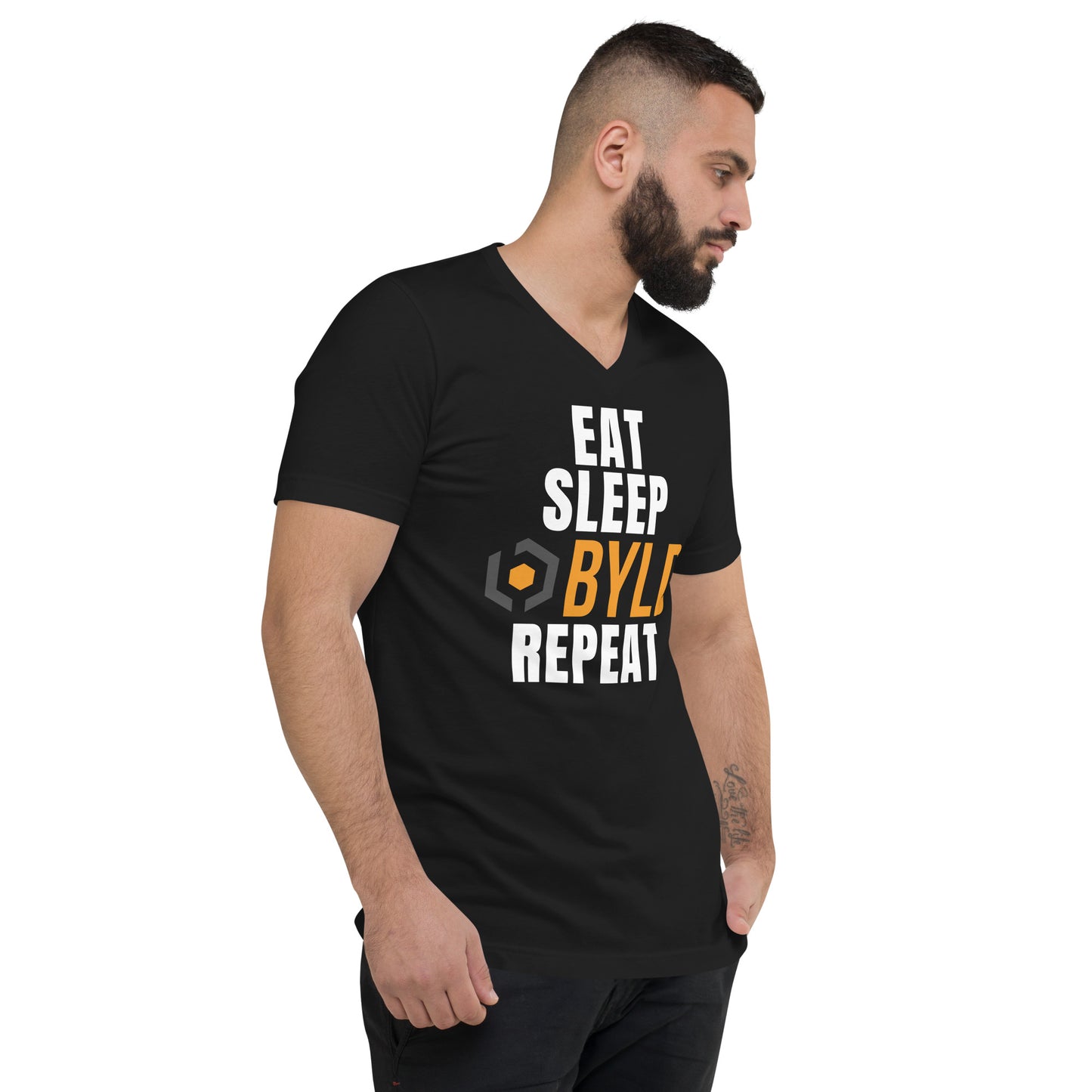 Eat Sleep BYLD Unisex Short Sleeve V-Neck T-Shirt