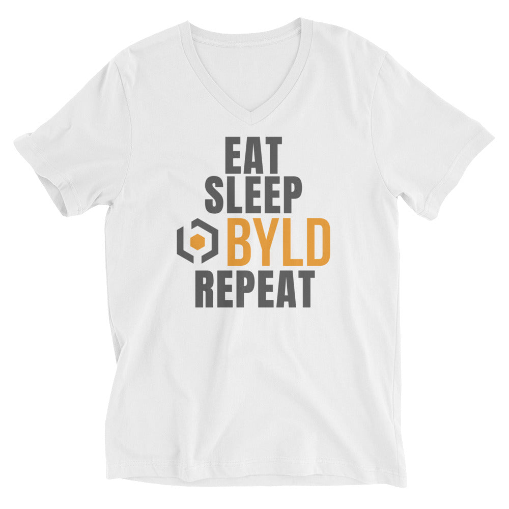 Eat Sleep BYLD Unisex Short Sleeve V-Neck T-Shirt